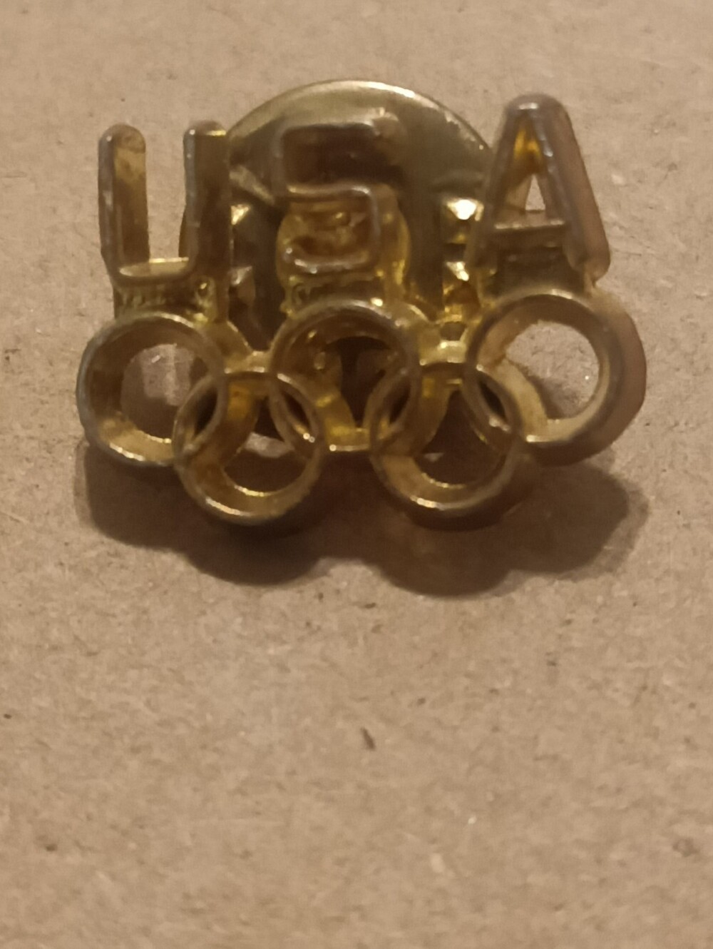 Gold USA Olympic Rings Lapel Pin